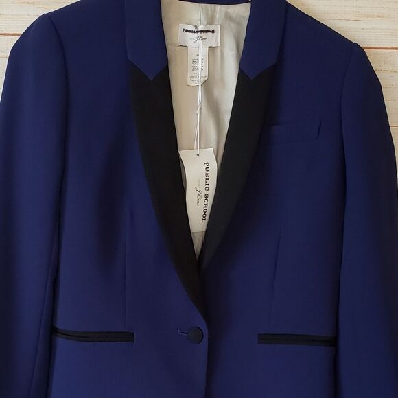 Public School for J. Crew Tailored Shawl Collar Tuxedo Jacket Blazer Royal Blue - Picture 3 of 12